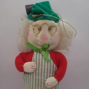 Vintage Christmas Elf Gnome Ornament Glasses 10" Tall Plush Doll